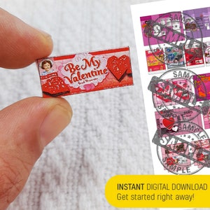 17 Style Miniature Valentines Day Food Snack Set Template Mini Groceries & Snack PRINTABLE File DOWNLOAD Digital File ,Digital Prints