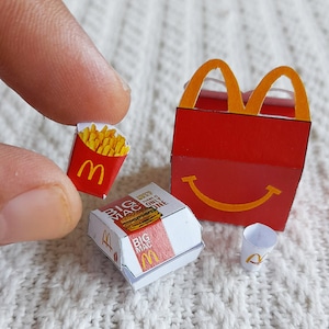 Miniature Food Mc Donalds Menüvorlage DRUCKBARE DATEI-DOWNLOAD Digitale Datei, Digitaldrucke 8-teiliges Mini Mc Donalds Set / Miniature Food