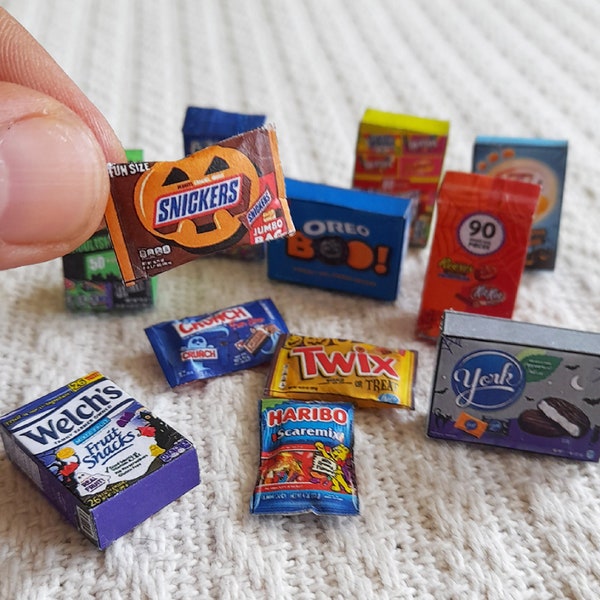 12 afdrukbare miniatuursnacks!  Miniatuur Halloween-snackdoossjabloon DIGITALE DOWNLOAD