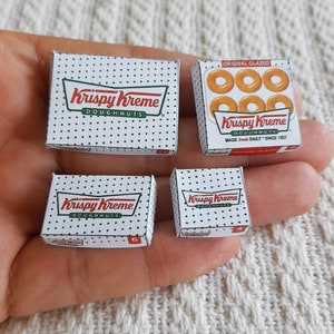 4 Style Miniatur Donut Box Vorlage Mini Food Donut-Boxen und Donuts DRUCKBARE Datei DOWNLOAD Digitale Datei, Digitaldrucke, DIGITAL Download