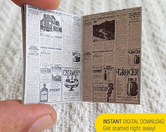 Miniature Newspaper Template Printable Miniatures for Dollhouse Digital Download File