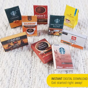 10 Style Miniature Coffee Package Set Template Mini Grocery Coffee Set ...