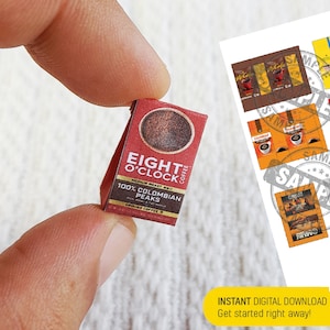 10 Modelos de Pacotes de Café em Miniatura para Imprimir Mini Conjunto de Café de Mercearia ARQUIVO DIGITAL