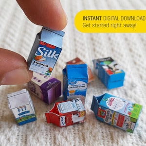 8 stylów miniaturowych pudełek na mleko szablony plik do druku pobierz plik cyfrowy, wydruki cyfrowe, pobieranie cyfrowe
