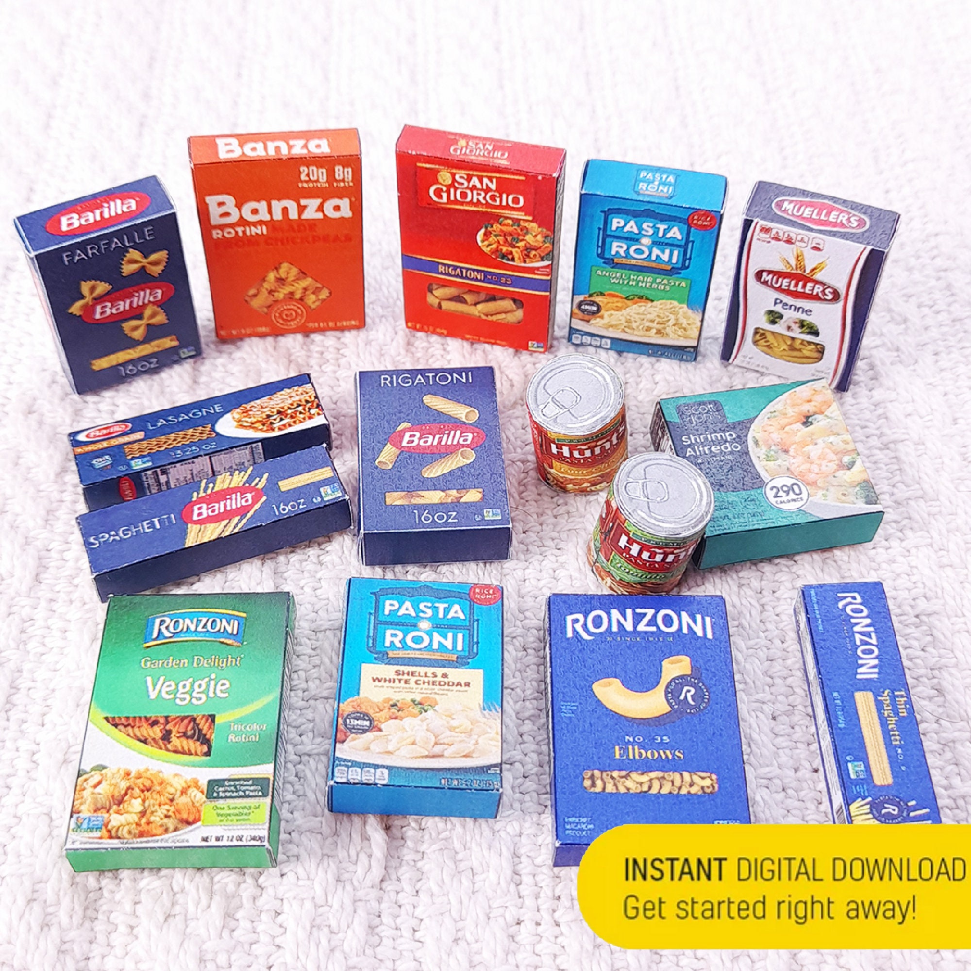 15 Style Miniature Pasta Spaghetti & Sauce Box Template PRINTABLE File ...