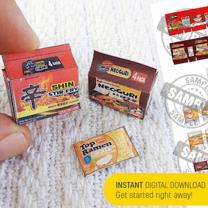 Miniature Noodle Pack Set 20 Pieces Printable Mini Food Noodle Package Template DIGITAL DOWNLOAD