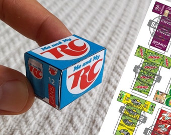 9 Stil Miniatur Lebensmittel Getränkeboxen - Miniatur Cola / Soda und mehr Drink Box Vorlagen Digital Printabile Dateien, DIGITAL Download