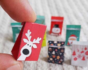 8 Style Mini Christmas Paper Bag Christmas & Doll House Miniature Gift Bag Set