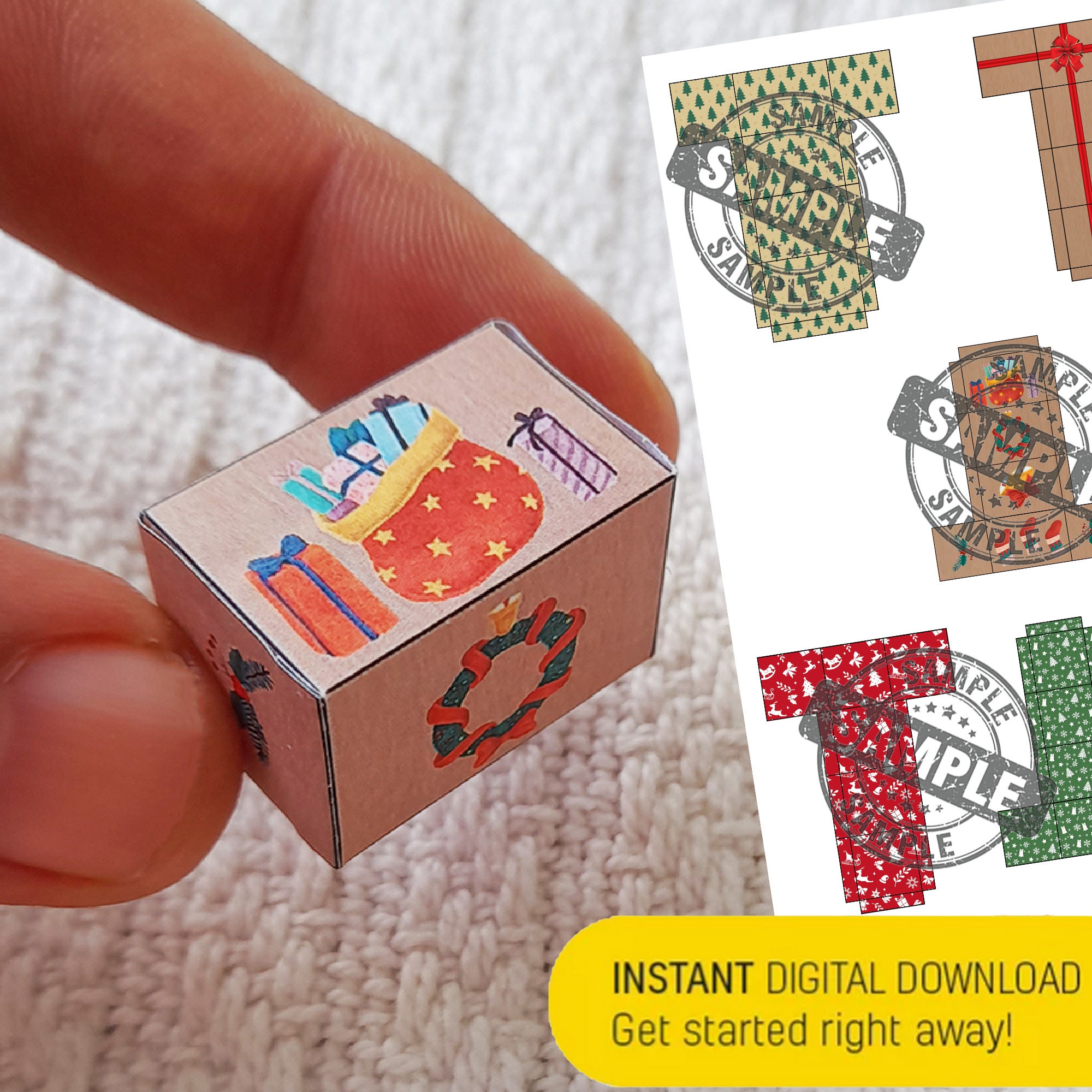 Mini Present Box Layout Mini Christmas Gift Box Set 6 Style Miniature Christmas Gift Box ...