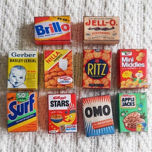 10 Style Miniature Vintage Detergent & Food Box Template Digital Download Printable Miniatures Miniature Groceries