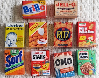 10 Style Miniature Vintage Detergent & Food Box Template Digital Download Printable Miniatures Miniature Groceries