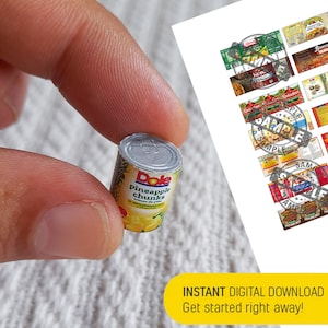 Miniatur 14 Dosen Lebensmittel gemischte Vorlagen < Lebensmittel Miniaturen Druckbare Datei DOWNLOAD Digitale Datei, Digitaldrucke, DIGITAL Download