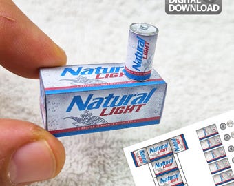 Mini Beer Can & Box Set Template Digital Downlload Dollhouse Miniatures