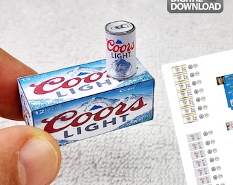 Miniature Beer Drink Cans Template | Digital Download Drink Box Set Template | Dollhouse Drinks