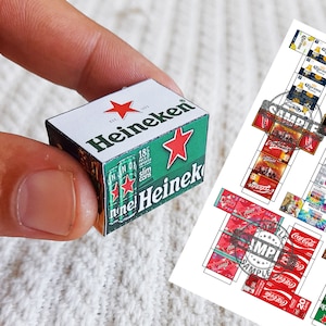 9 style Miniature Groceries Beer & Drink Boxes  Digital Printabile Files ,DIGITAL Download