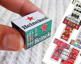 9 style Miniature Groceries Beer & Drink Boxes  Digital Printabile Files ,DIGITAL Download