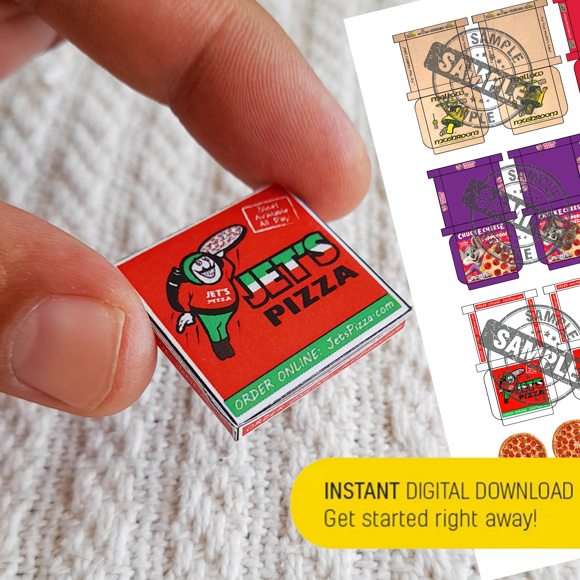 Miniature Pizza Box Template / 6 Style Miniature Pizza Box Etsy Miniature Pizza Box Template / 6 Style Miniature Pizza Box Etsy
