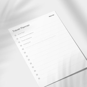 Minimalist Printable Travel Planner, Trip Itinerary, Packing List, Places to Visit Bundle