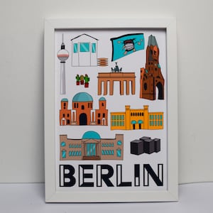 Berlin illustration A5 print, Berlin art print, Berlin architecture, City illustration artwork, Housewarming gift