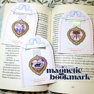 Marcador de página holográfico com moldura magnética