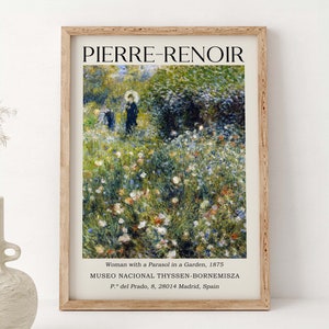 Woman in a Garden, Pierre Renoir Poster, Gallery Exhibition Wall Art Print, Fine Art Vintage Home Decor, Classic Landscape Flowers Poster