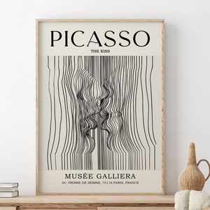 Pablo Picasso, The Kiss Poster, Picasso Abstract Line Art Print, Mid Century Modern Minimalism, Gallery Exhibition Wall Art Print, Line Art