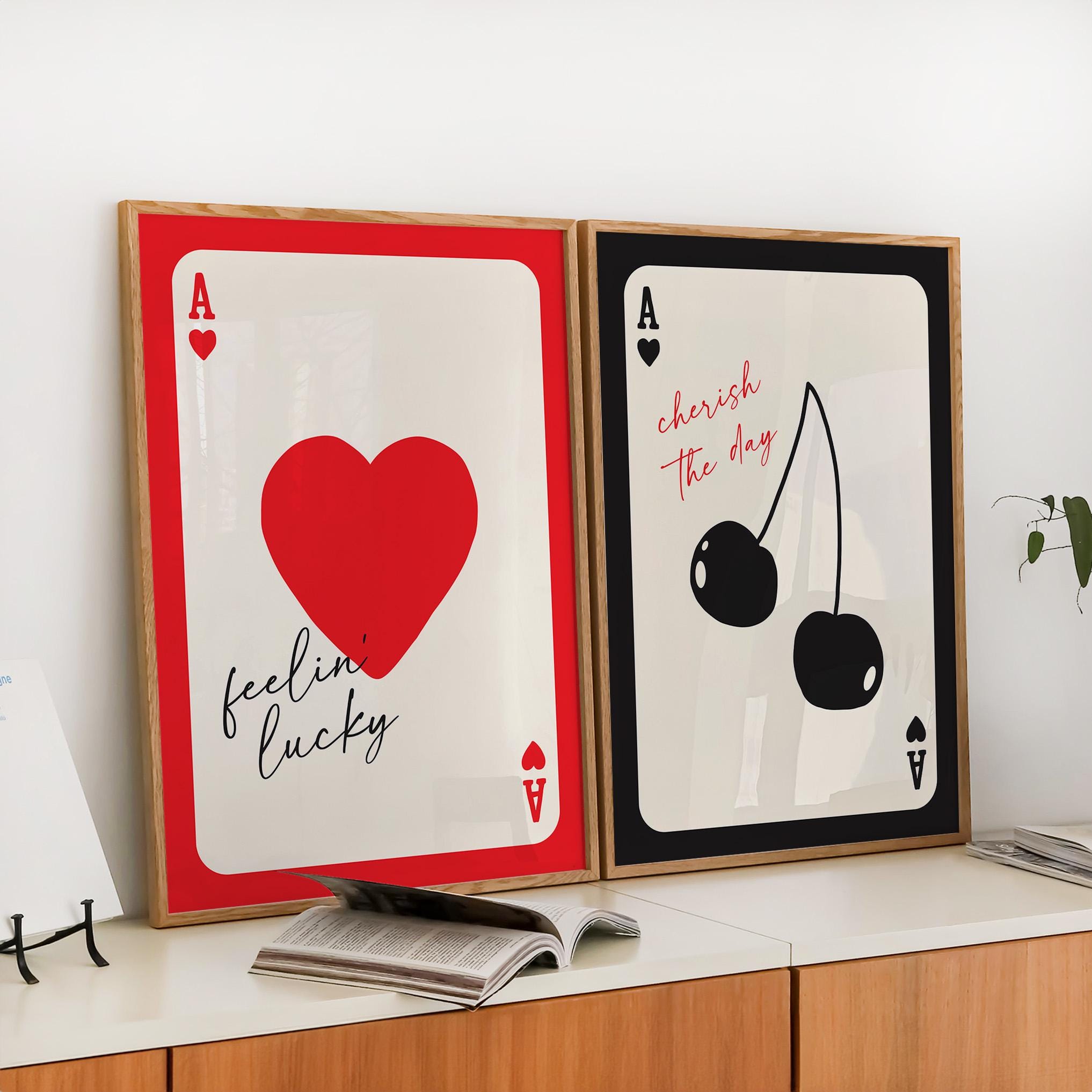 Hearts2Hearts エイナ 直筆メッセージ ラッキーカード Set of 2 Print, Ace of Hearts Print, Feeling Lucky, Cherish the