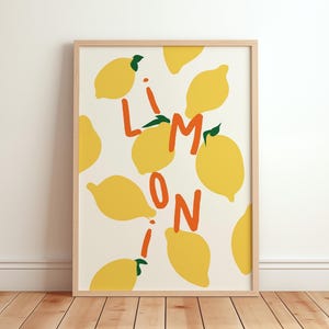 Limoni Poster, Retro Lemons Wall Art Print, Trendy Kitchen Decor, Fruit Market Poster, Food Illustration, Food Art Print, Dining Room Decor