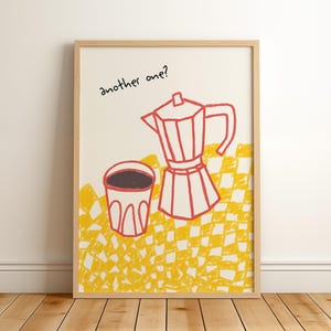 Poster Another One Coffee, Poster da parete retrò per cucina, Poster con moka italiana, Decorazione estetica per appartamento, Poster alla moda