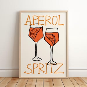 Stampa Aperol Spritz, arte murale per cocktail retrò, arredamento da cucina alla moda, decorazione da parete per carrello bar, poster di alcolici di metà secolo, ispirazione per l'arredamento della casa