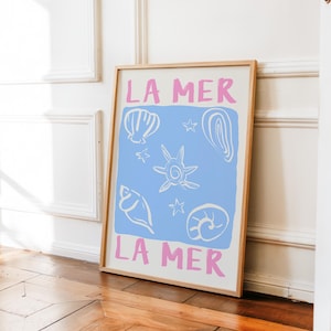 Poster francese La Mer, stampa artistica estetica del mare, decorazione da parete per appartamento in stile boho moderno, arte estiva, vita mediterranea in spiaggia e sulla costa