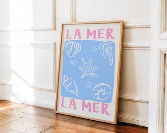La Mer French Poster, Aesthetic Sea Art Print, Boho Modern Apartment Wall Art Decor, Summer Vibes Art, Coastal Beach Mediterranean Living