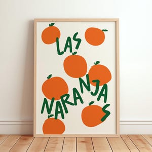Póster de Las Naranjas, Impresión de arte de pared retro de naranjas, Decoración de cocina de moda, Póster de mercado de frutas, Ilustración de comida, Decoración de comedor