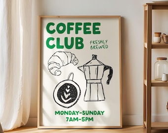 Retro Coffee Poster, Modern Kitchen Art, Italian Caffe Print, Kitchen Decor, Aesthetic Home Wall Art, Coffee Bar Decor, Espresso Poster