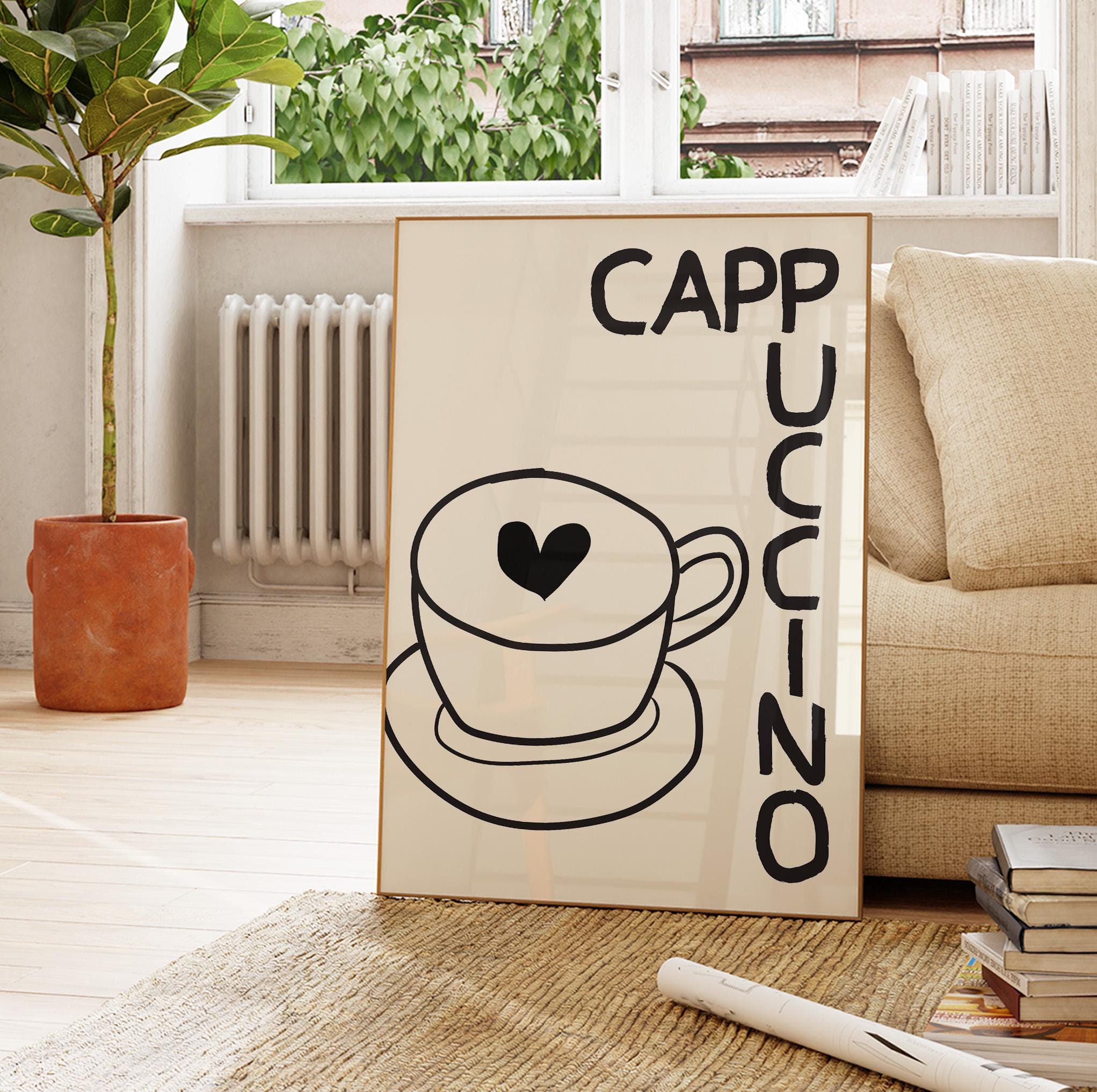 Coffee Poster, Retro Italian Caffe Print, Trendy Kitchen Wall Art, Mid ...