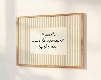 Funny Dog Wall Art Print, Minimalist Typography Poster, Dog Lover Wall Art, Modern Entryway Decor, Striped Handwritten Quote, Physical