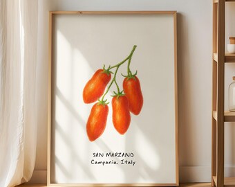 Retro Italian Tomatoes Art Print, Farmhouse Kitchen Decor