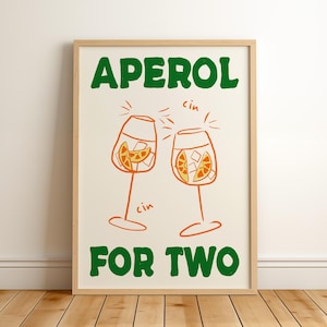 Trendiges Aperol Cocktail Poster, Barwagen Kunstdruck, Maximalist Küche Druck, Drink Poster, Küchen Wandkunst, Wohnung Dekor