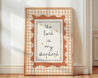 The Lord Is My Shepherd, Christian Wall Art Print, Neutral Nursery Decor, Kids Faith Artwork, Modern Christian Home Decor, Scripture Print