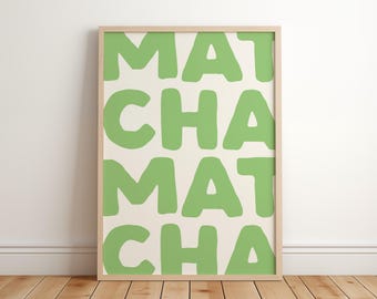 Ästhetisches Matcha Poster, Matcha Kunstdruck, Trendy Küchen Wandkunst, Kaffee Bar Dekor, Matcha Latte Liebhaber Geschenk, Grünes Esszimmer Dekor