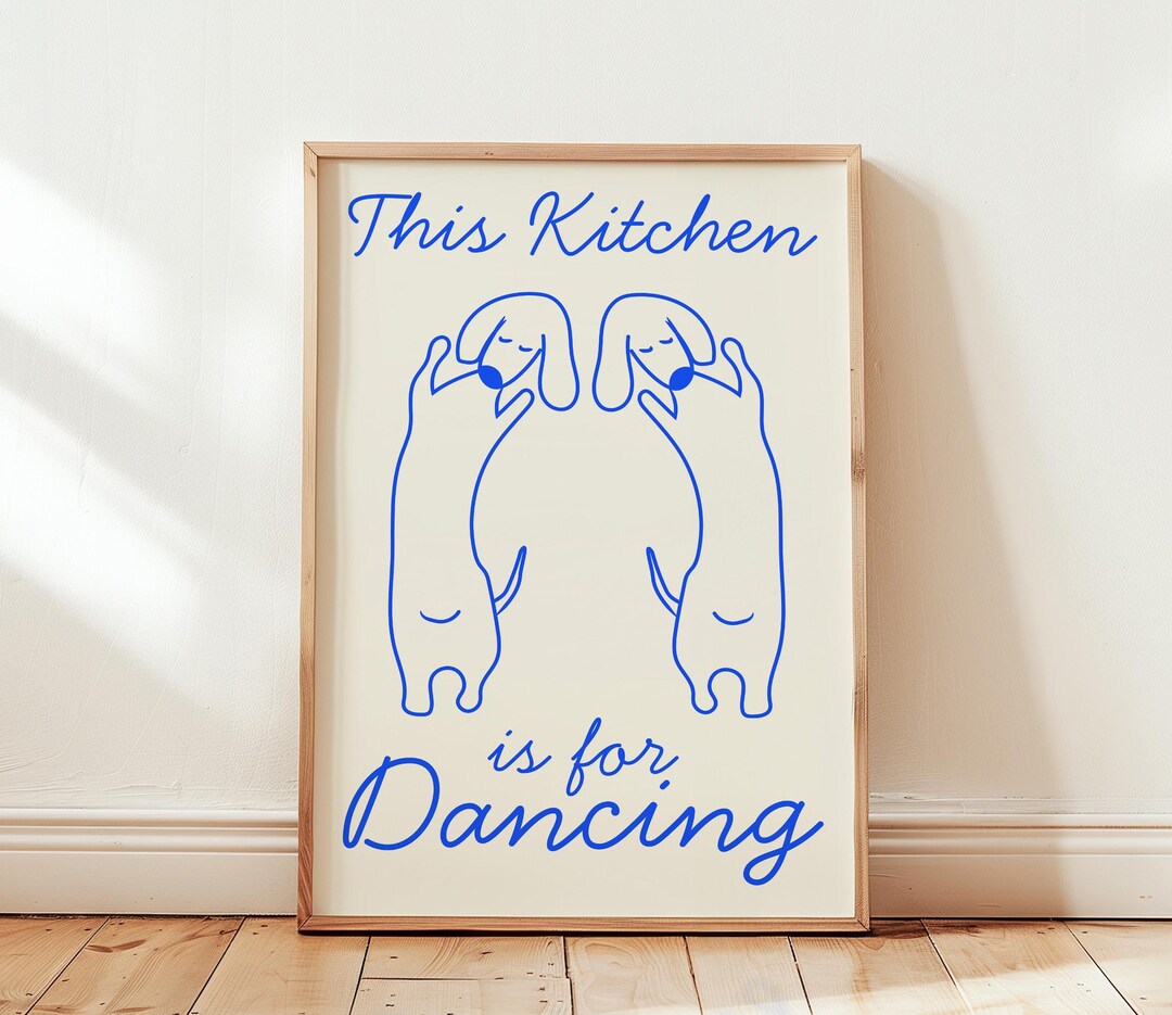 kitchen wall art set of 6 fun foodie prints this... This Kitchen is for Dancing Poster, Retro Kitchen Wall Art, Foodie Gift ...