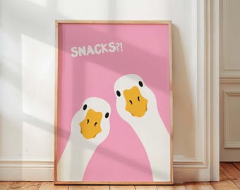 Funny Goose Wall Art, Whimsical Ducks Kitchen Decor, Quirky Humor Home Wall Art, Physical