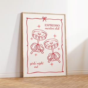Espresso Martini Club-print, retro cocktailkunst aan de muur, esthetische keukenprint, woondecoratie, barwagen kunst aan de muur, trendy appartement muurkunst