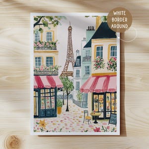 Paris Street Scene Print, Eiffel Tower Print, Trendy Kitchen Wall Art, Parisian Cafe France Cityscape Painting, Home Decor, Travel Art image 6