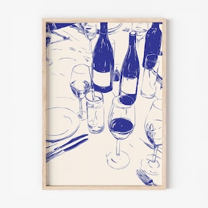 Plakat Retro Food Art, wydruk na stół obiadowy, wystrój kuchni, nowoczesna sztuka ścienna do jadalni, wystrój wózka barowego, ilustracja wina