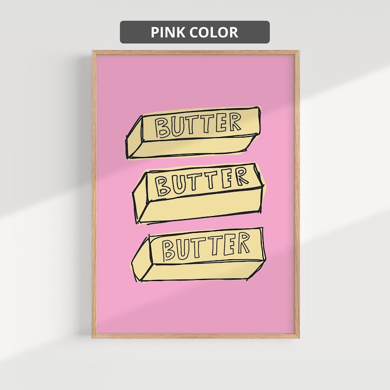 Curated visual reference: Visual Reference: Butter Art Print Cute Pop Art Food Illustration Kitchen Decor