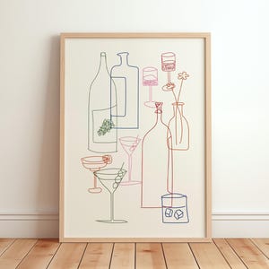 Cocktail-Dinner-Party Kunstdruck, Handgezeichnetes Retro Cocktail Poster, Mid Century Modern Print, Funky Wohnung Dekor, Bar Menü Print