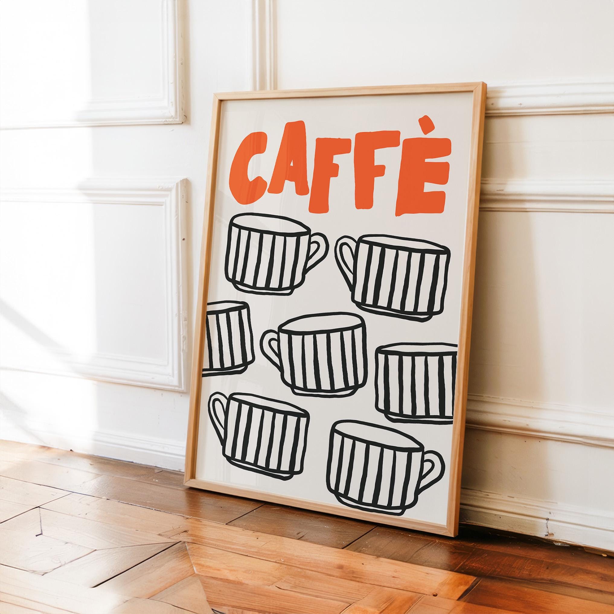 Retro Coffee Poster, Modern Kitchen Art, Italian Caffe Print, Kitchen ...