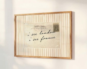 I See London I See France Print: Funny Bathroom Wall Art, Vintage Postcard Stripe Poster