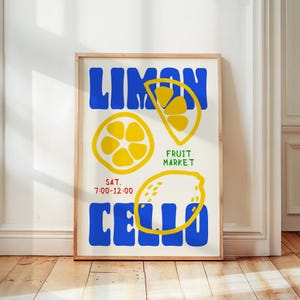 Zitronen, Kunstdruck, Retro Limoncello Poster, Moderne Küchen Wandkunst, Obstmarkt Illustration, Positano Zitronen, Wohnkultur, Handgezeichnet